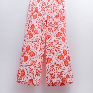 Bold Orange White Fall Wide Leg Pants or for College Football Pants Large